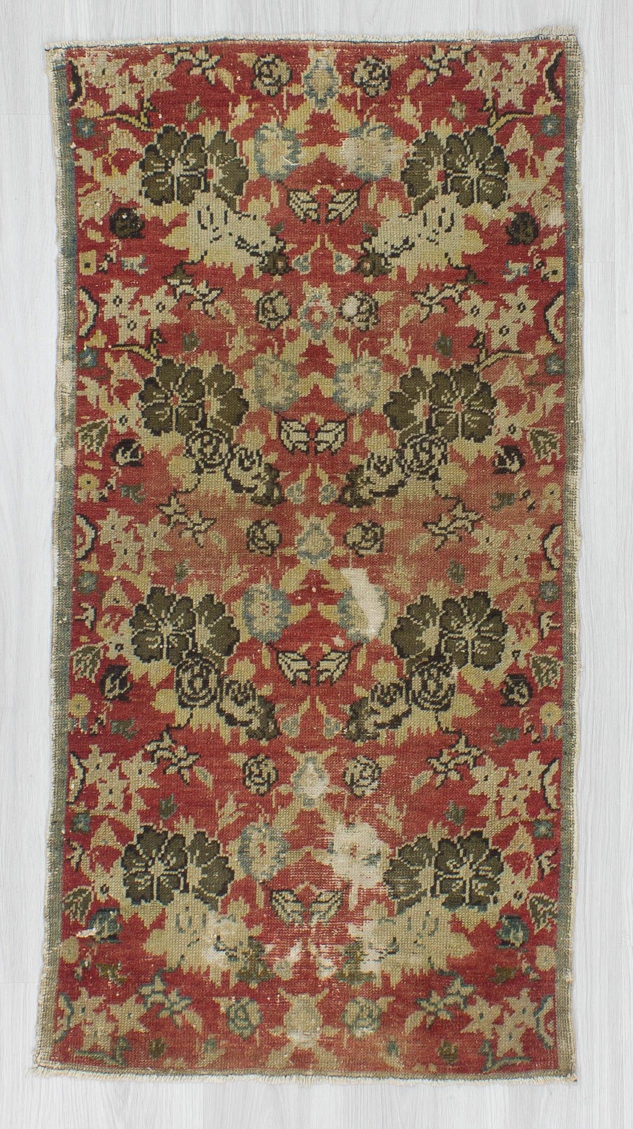 Vintage Distressed Small Floral Turkish Rug