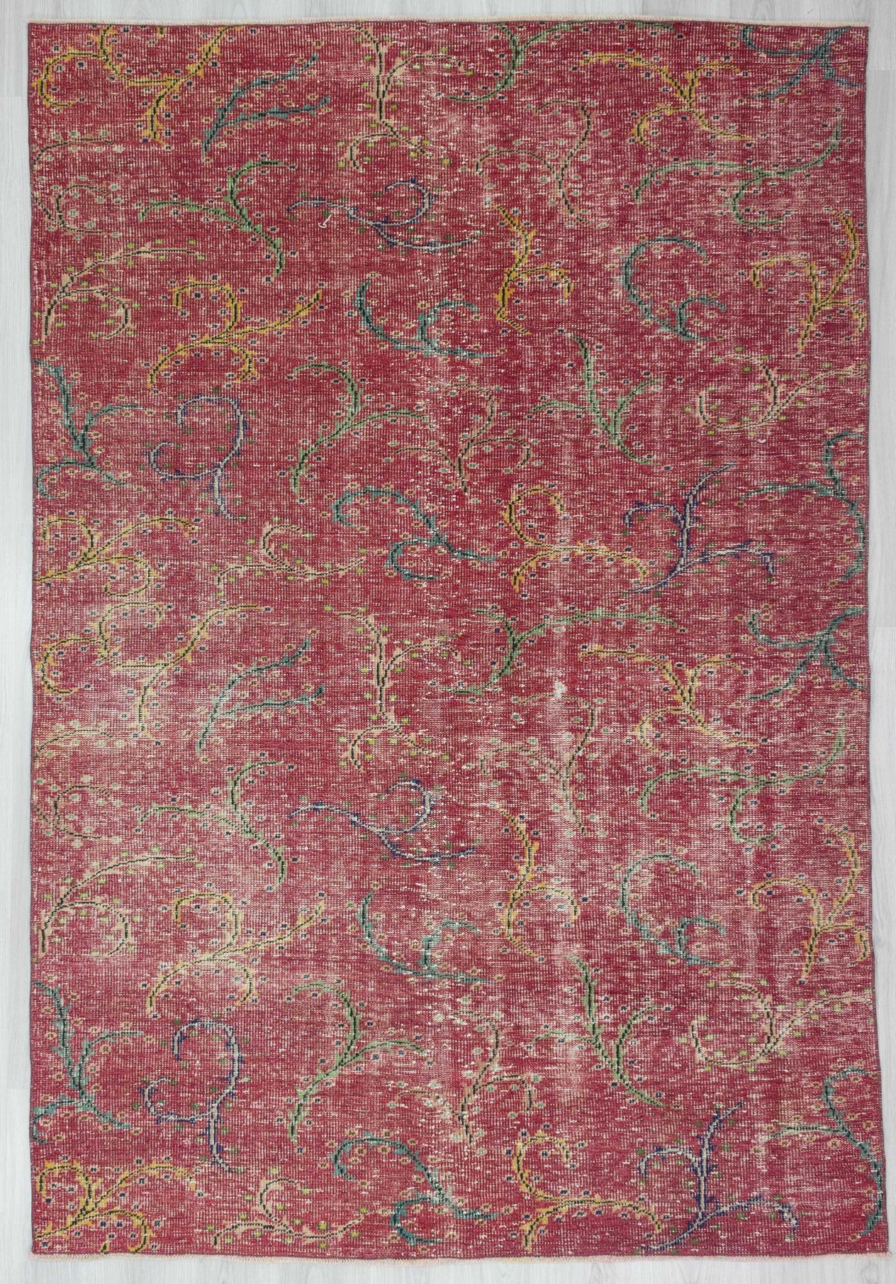 Vintage red Turkish deco rug