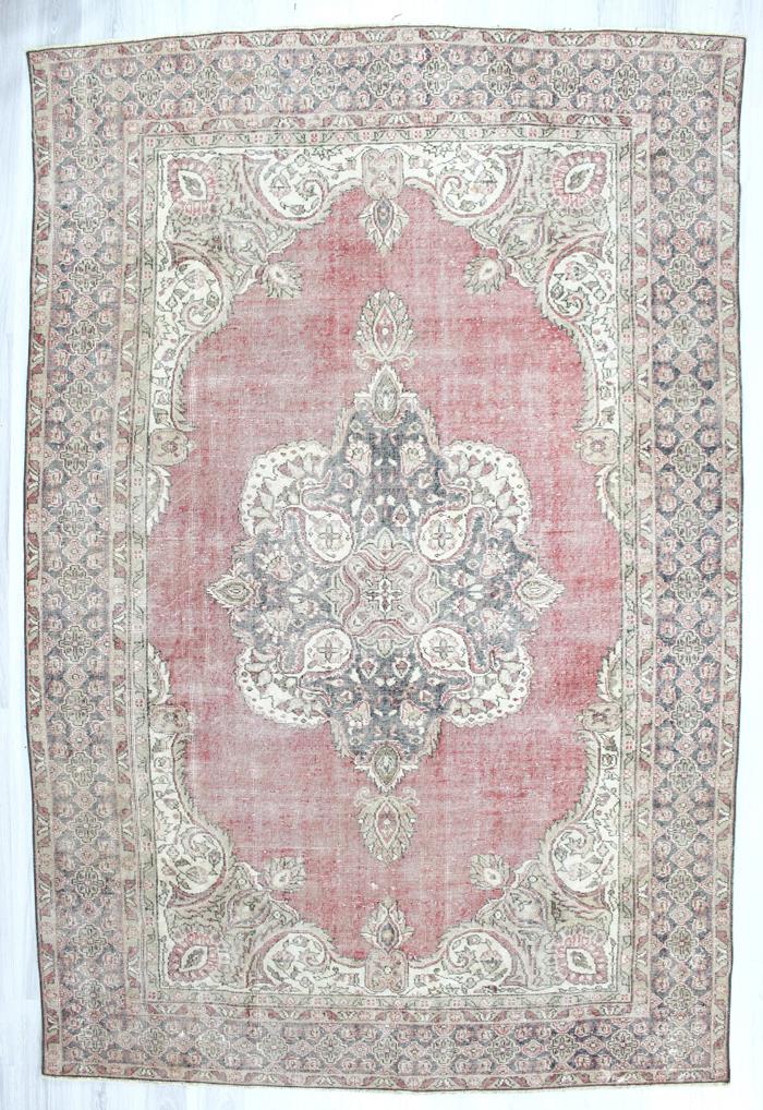 Vintage Washed Out Large Oushak Rug