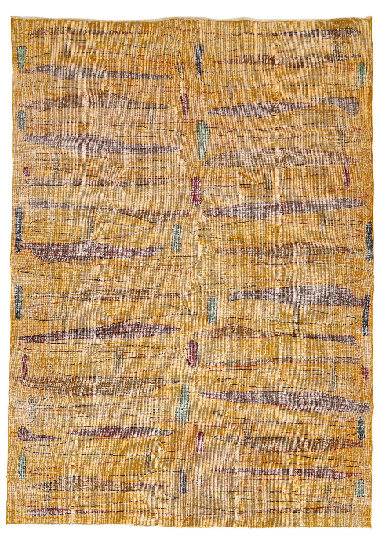 Yellow Vintage Art Deco Rug - 6`11
