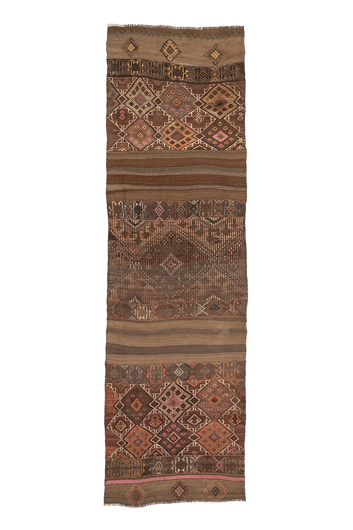 Sivas Kilim Rug (2.5 x 6.6 ft) | KILIM WHOLESALE - Vintage Handmade Pillows - Vintage Handmade Kilim Rugs - It is 100% wool. Artistic and historical rugs. Old handwoven rugs. - Online hand woven rugs and kilim cushions sales. Shipping to all ove