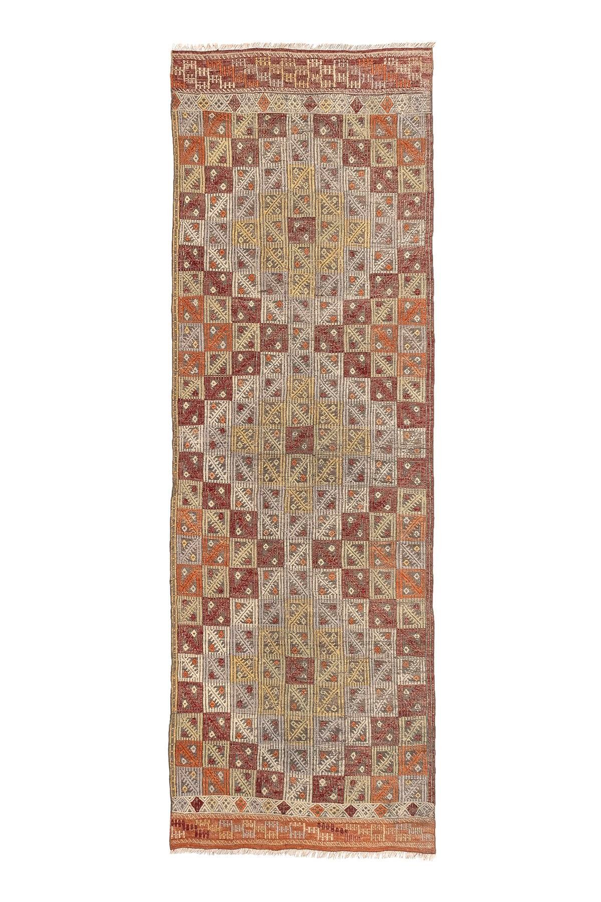 Sivas Kilim Rug (2.5 x 6.6 ft) | KILIM WHOLESALE - Vintage Handmade Pillows - Vintage Handmade Kilim Rugs - It is 100% wool. Artistic and historical rugs. Old handwoven rugs. - Online hand woven rugs and kilim cushions sales. Shipping to all ove