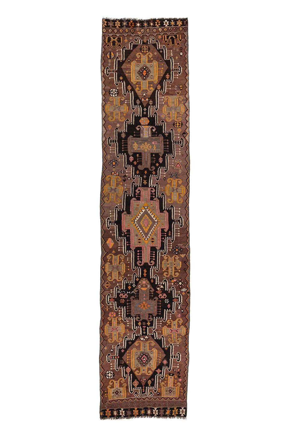 Sivas Kilim Rug (2.5 x 6.6 ft) | KILIM WHOLESALE - Vintage Handmade Pillows - Vintage Handmade Kilim Rugs - It is 100% wool. Artistic and historical rugs. Old handwoven rugs. - Online hand woven rugs and kilim cushions sales. Shipping to all ove