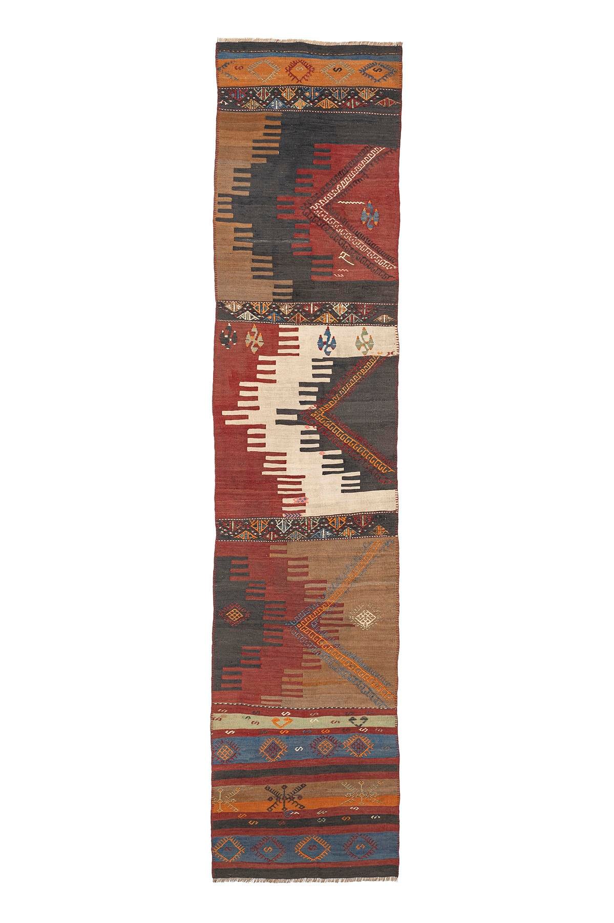 Sivas Kilim Rug (2.5 x 6.6 ft) | KILIM WHOLESALE - Vintage Handmade Pillows - Vintage Handmade Kilim Rugs - It is 100% wool. Artistic and historical rugs. Old handwoven rugs. - Online hand woven rugs and kilim cushions sales. Shipping to all ove