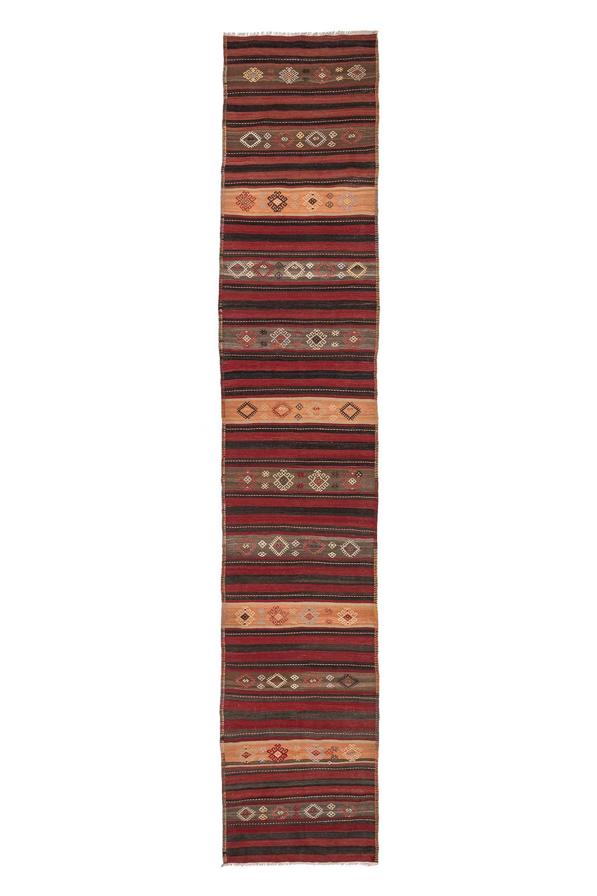 Sivas Kilim Rug (2.5 x 6.6 ft) | KILIM WHOLESALE - Vintage Handmade Pillows - Vintage Handmade Kilim Rugs - It is 100% wool. Artistic and historical rugs. Old handwoven rugs. - Online hand woven rugs and kilim cushions sales. Shipping to all ove