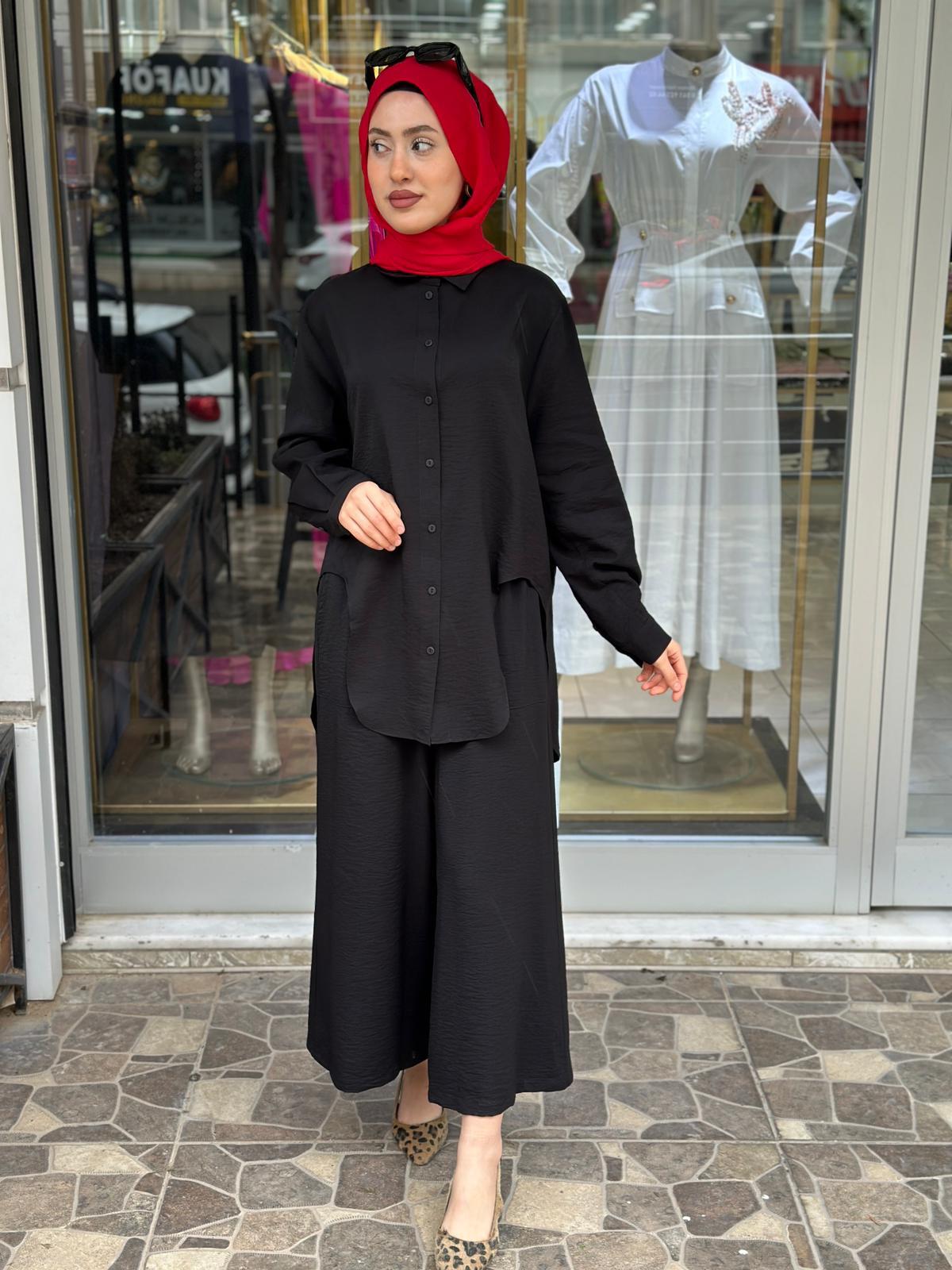CLOCHE NANCY GÖMLEKLİ TAKIM SİYAH