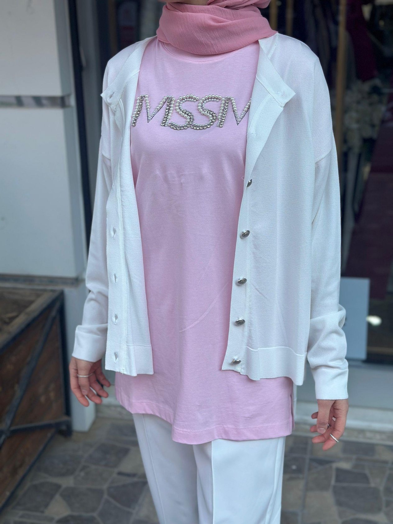MİSSEMRAMİSS MSSM TAŞLI TSHIRT PEMBE 