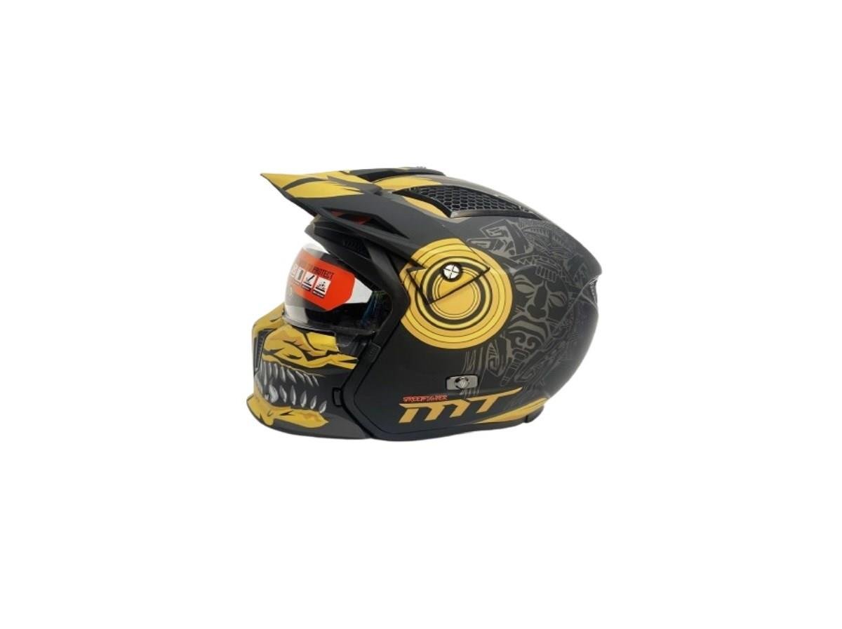 MT Streetfighter SV Aztec B3 Mat Siyah/Sarı Motosiklet Kaskı
