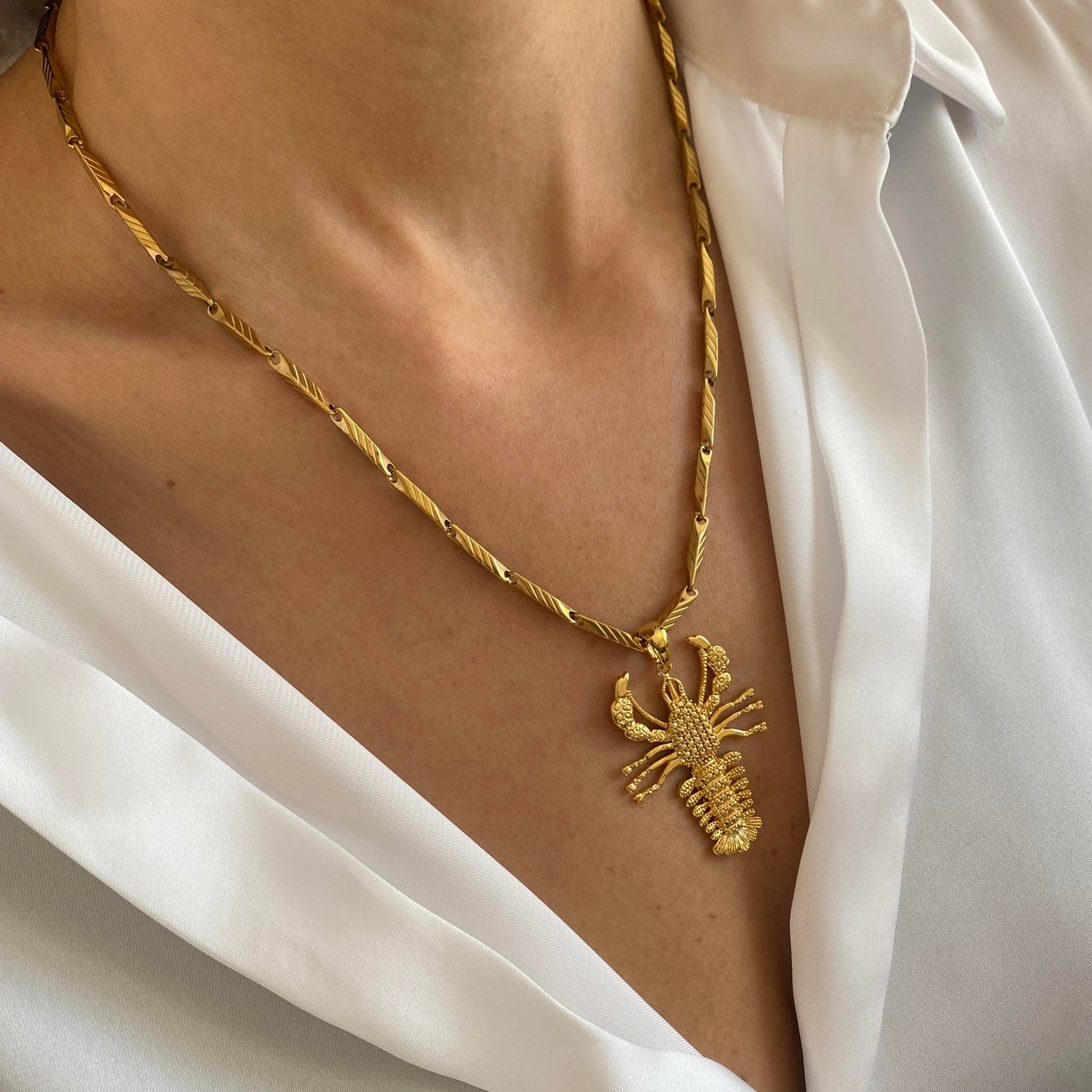 Çelik Lobster Kolye