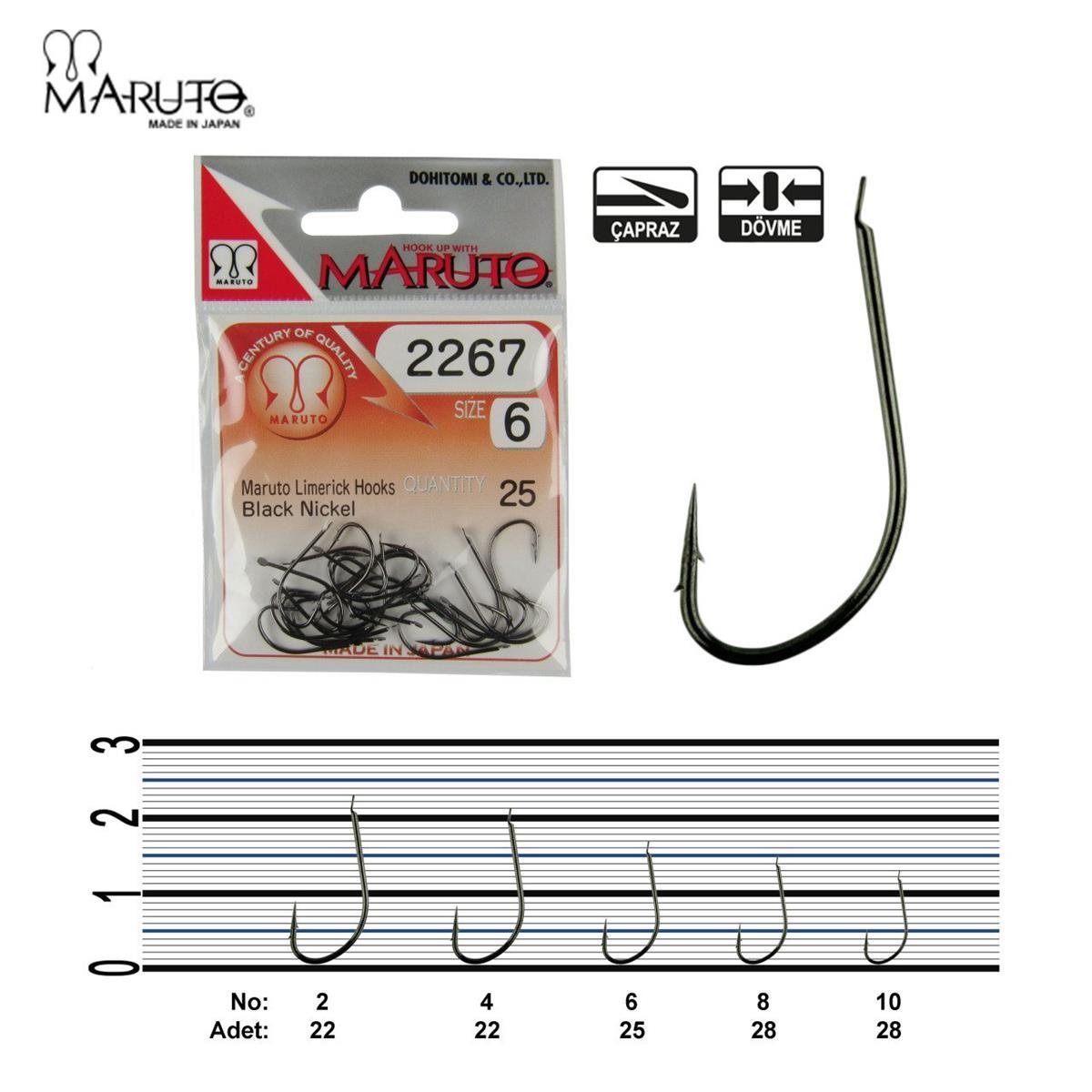 Maruto 2267 Siyah İğne No:2 22 Li Paket