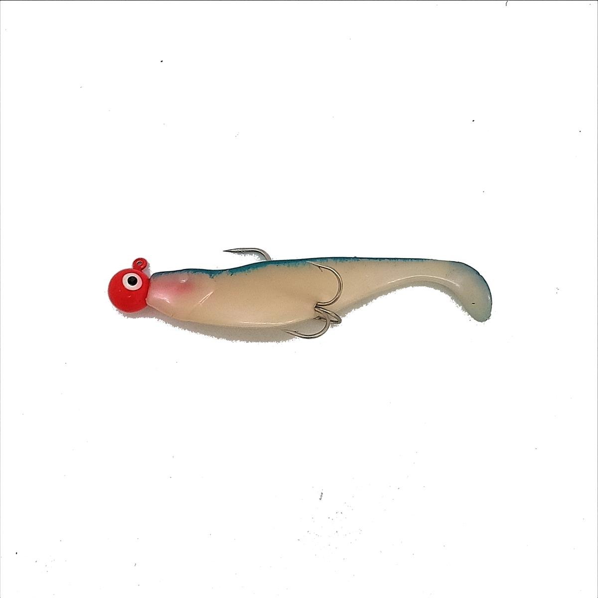 Muhtelif 10 cm Mavi Sırt Yansıma Beyaz Göz Kırmızı Zoka Çift İğne Silikon Balık