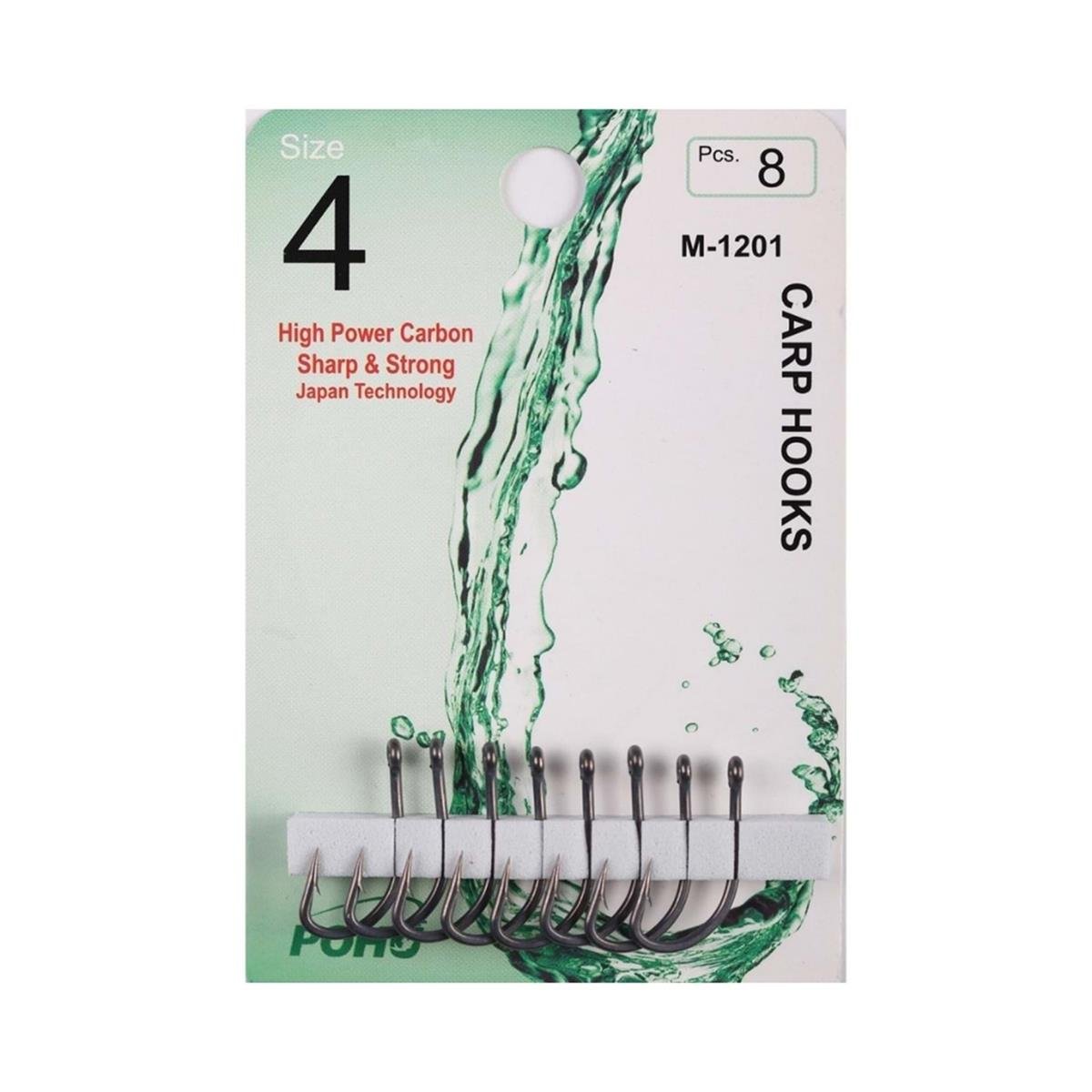 Pohu Carp Hooks Siyah İğne 8 Li No:4