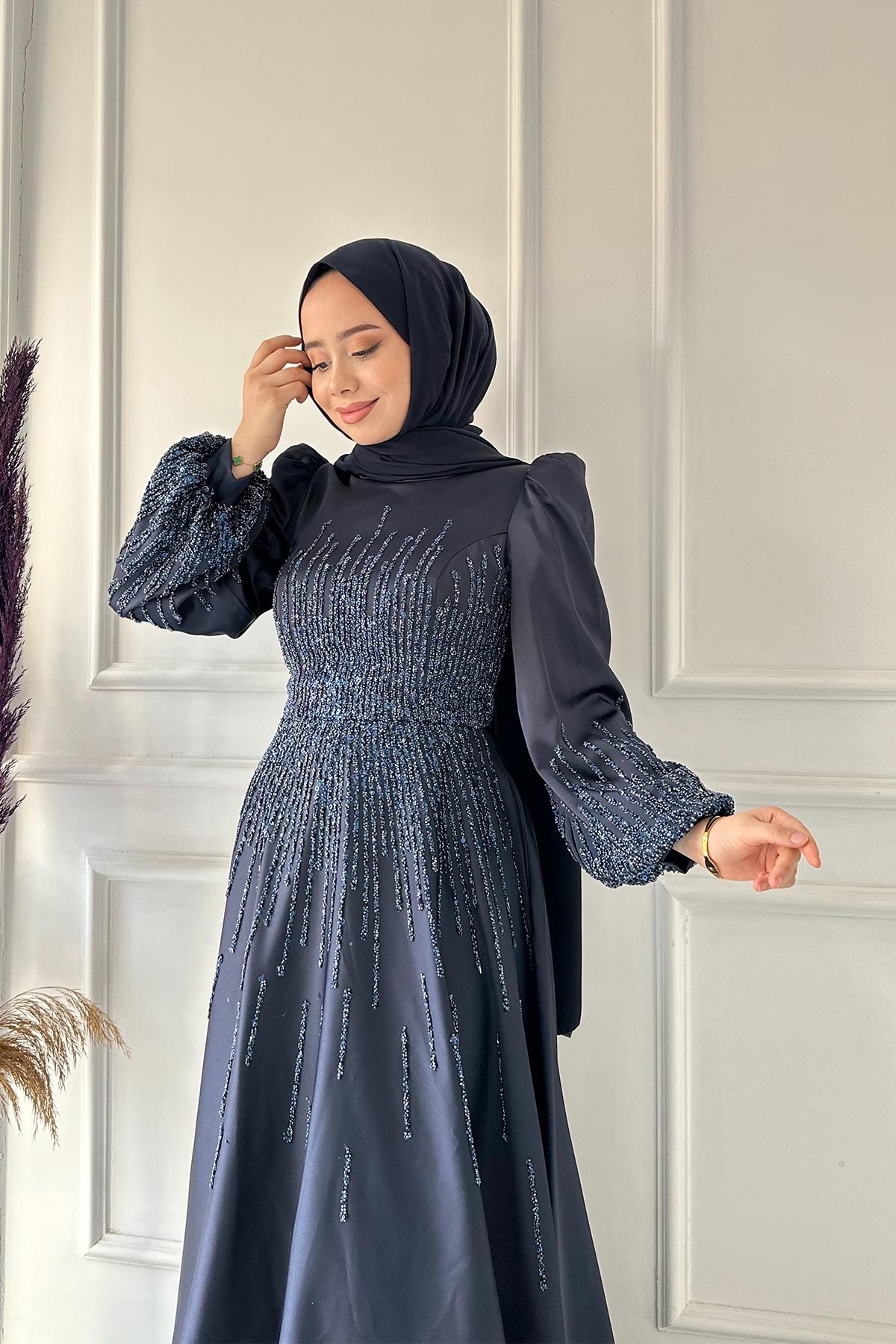 HENNİN ÖNÜ VE KOL TAŞ ABİYE 4760 Lacivert