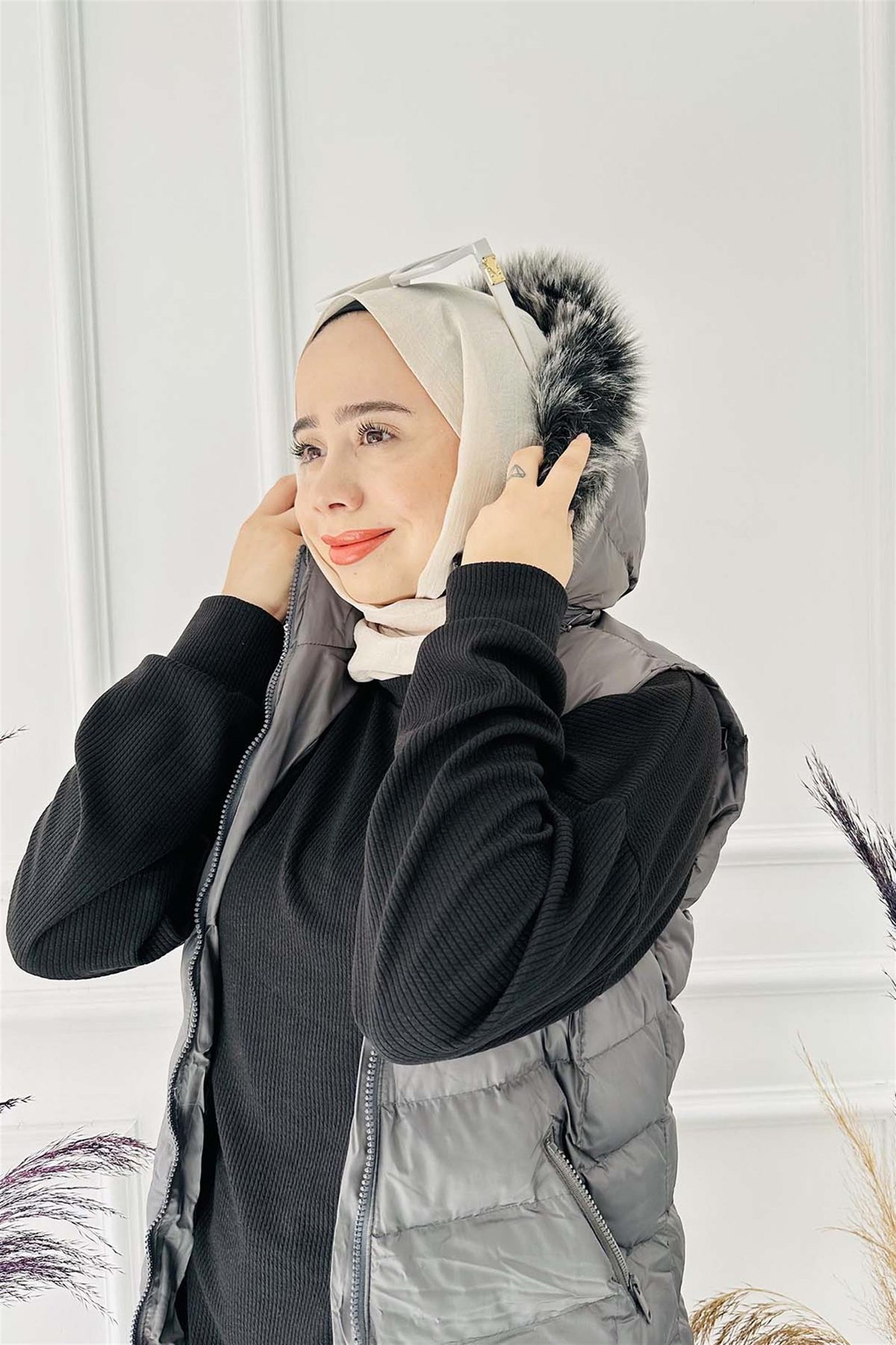 Uzun Şişme Yelek 1025 Gri