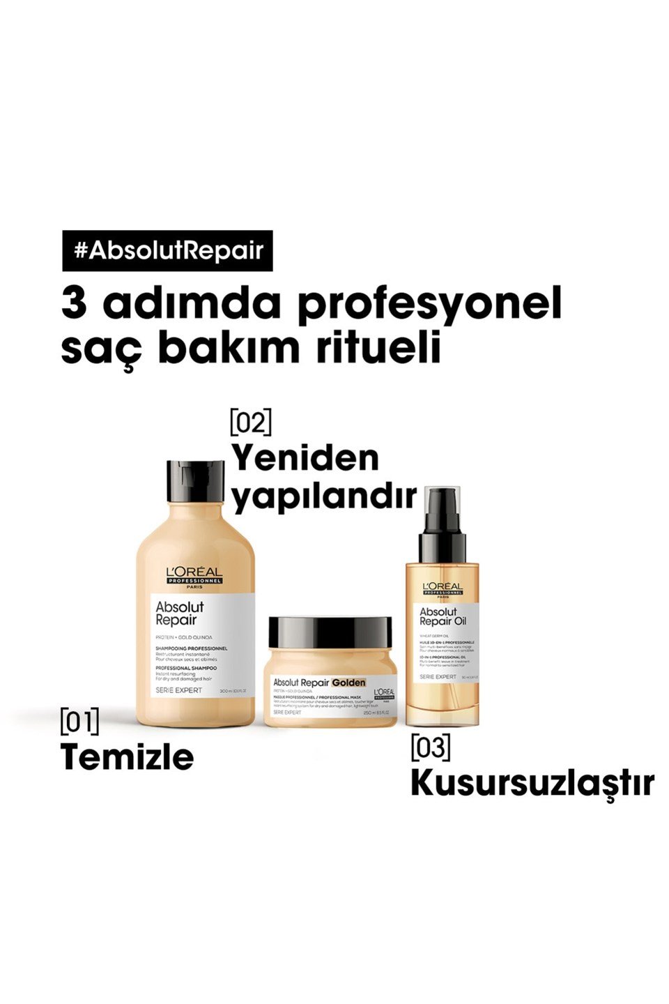 Serie Expert Absolut Repair 10 in 1 Yıpranmış Saçlar için 10 Etkili Mucize Saç Bakım Yağı 90 ml