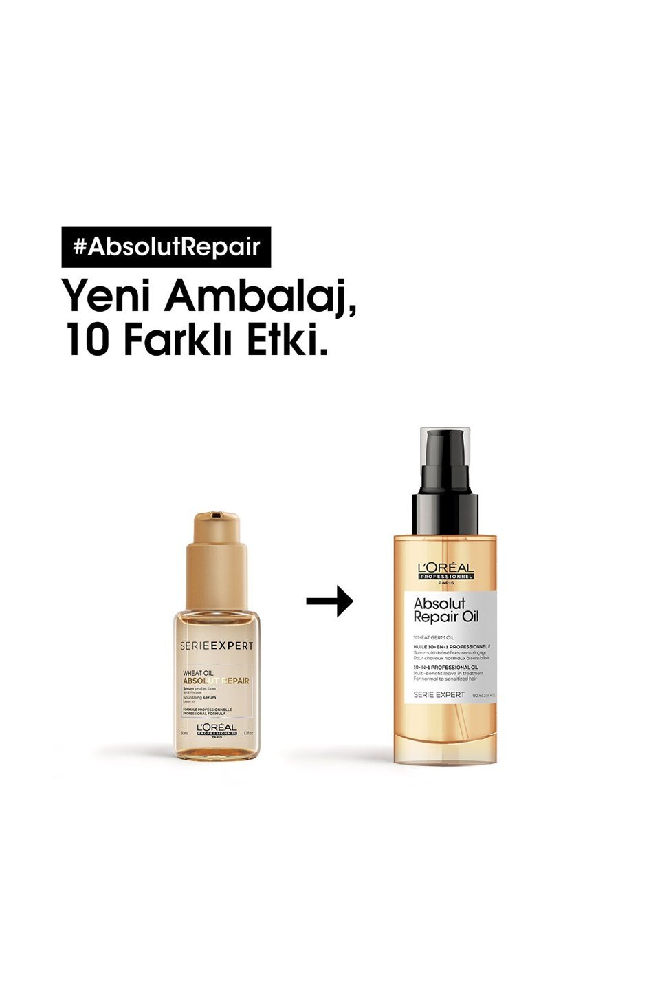 Serie Expert Absolut Repair 10 in 1 Yıpranmış Saçlar için 10 Etkili Mucize Saç Bakım Yağı 90 ml