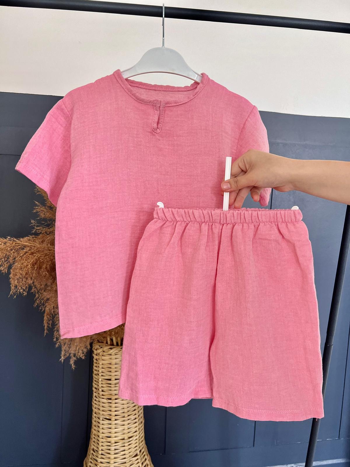 PEMBE PAMUKLU MÜSLiN TAKIM