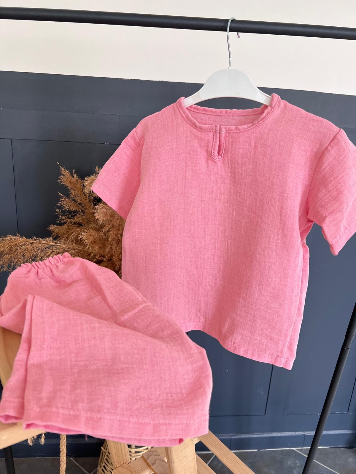 PEMBE PAMUKLU MÜSLiN TAKIM