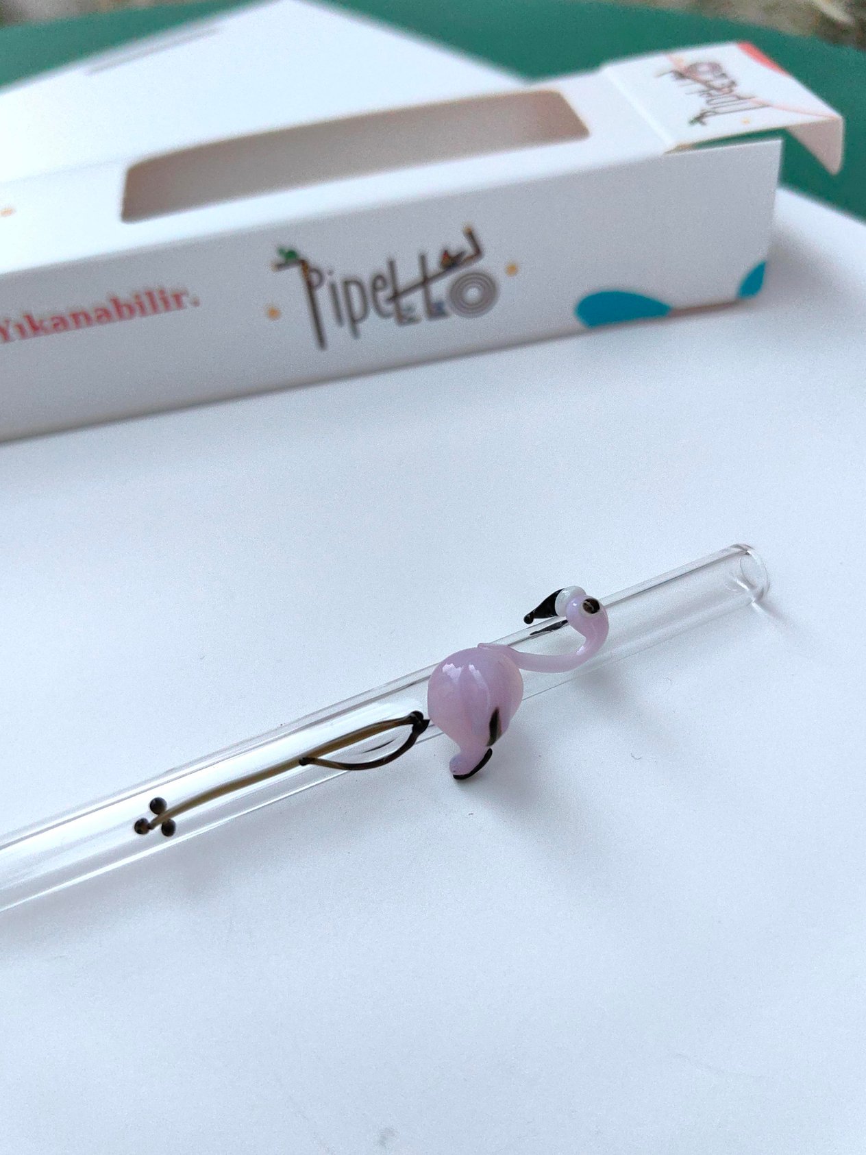 Flamingo Figürlü Cam Pipetler