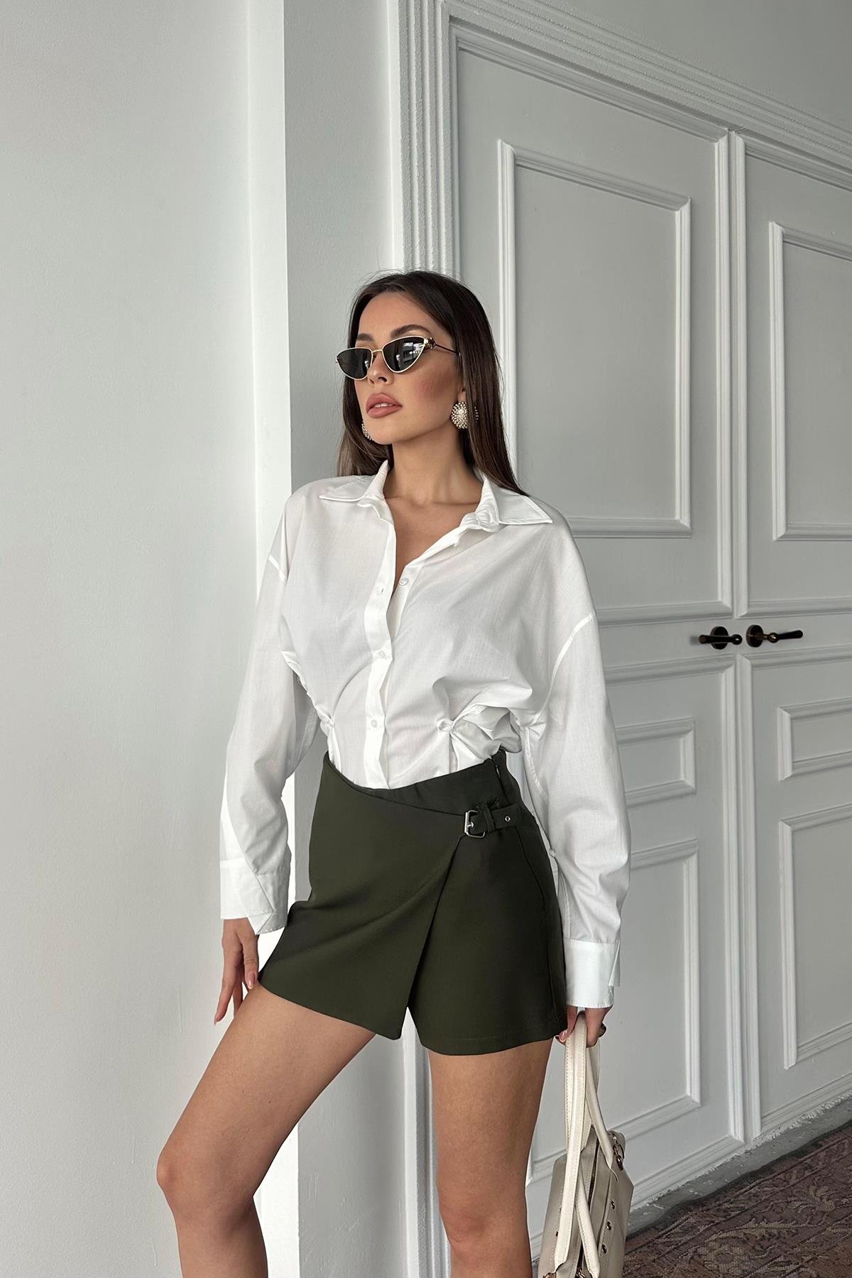 Wholesale Ecru Button Detail Shirt