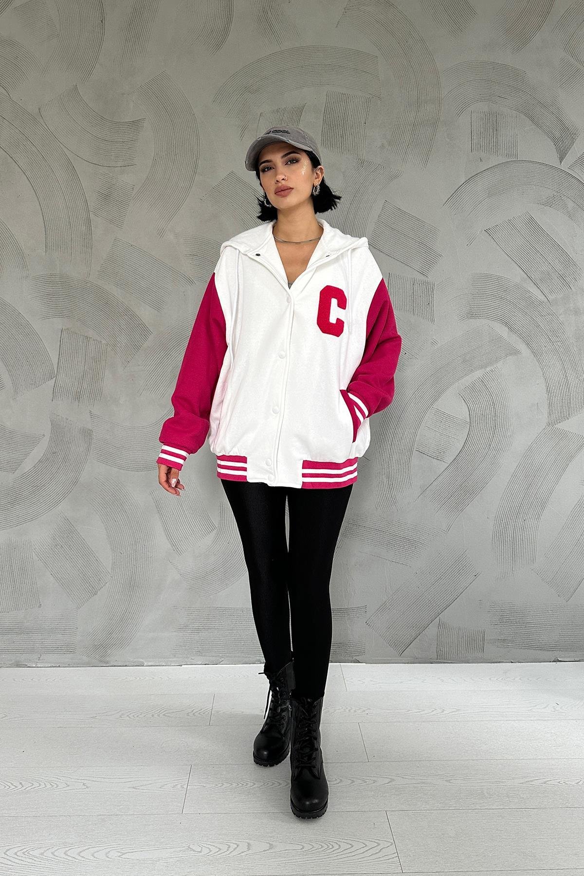 Wholesale Ecru Hooded College Jacket