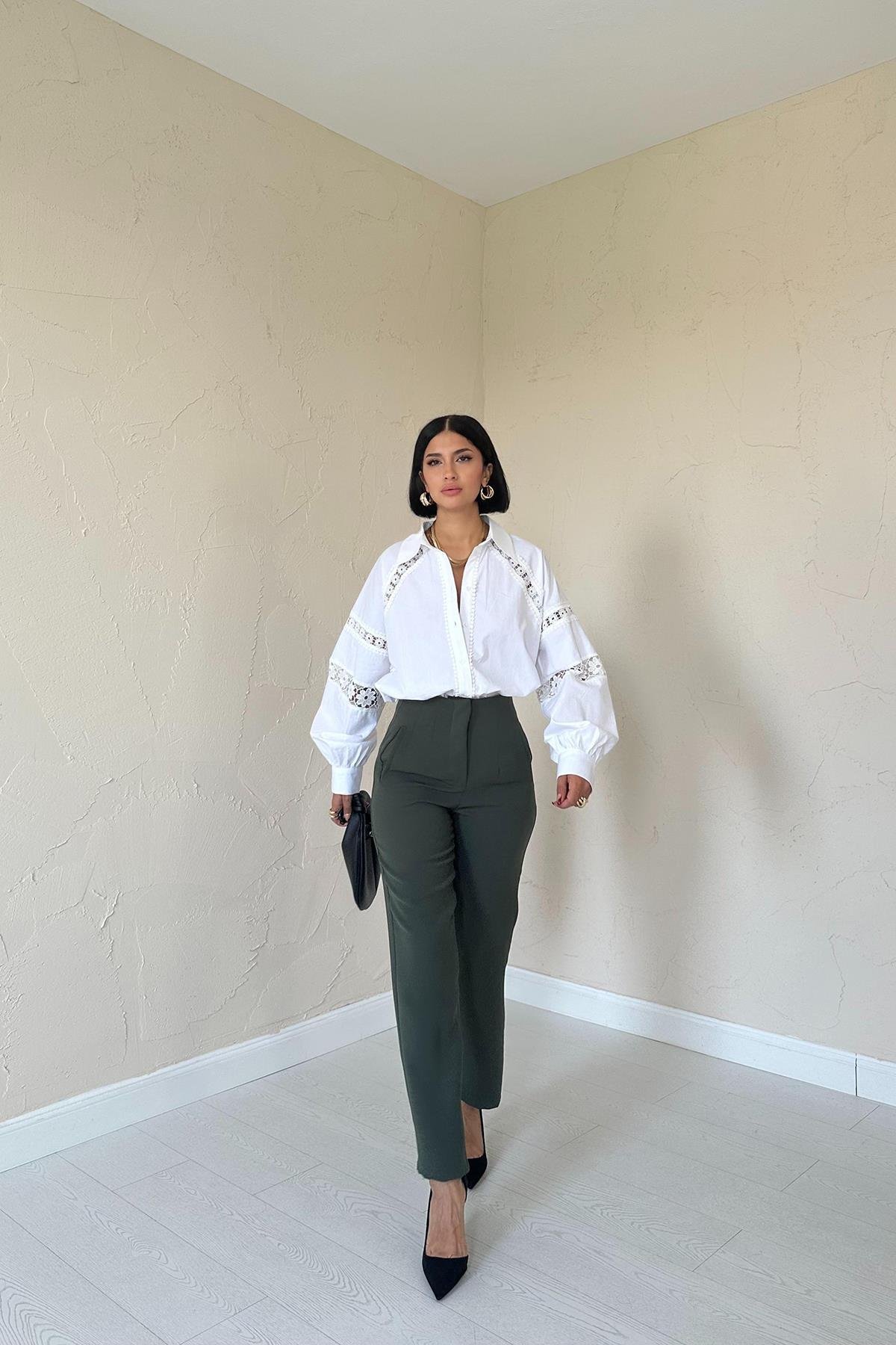 Wholesale Khaki Flared and Skinny Leg Trousers