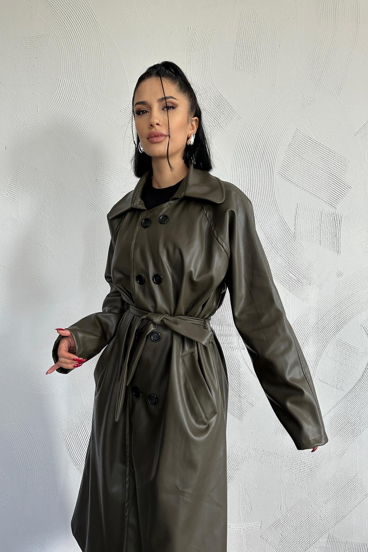 Wholesale Khaki Raglan Sleeve Trench Coat