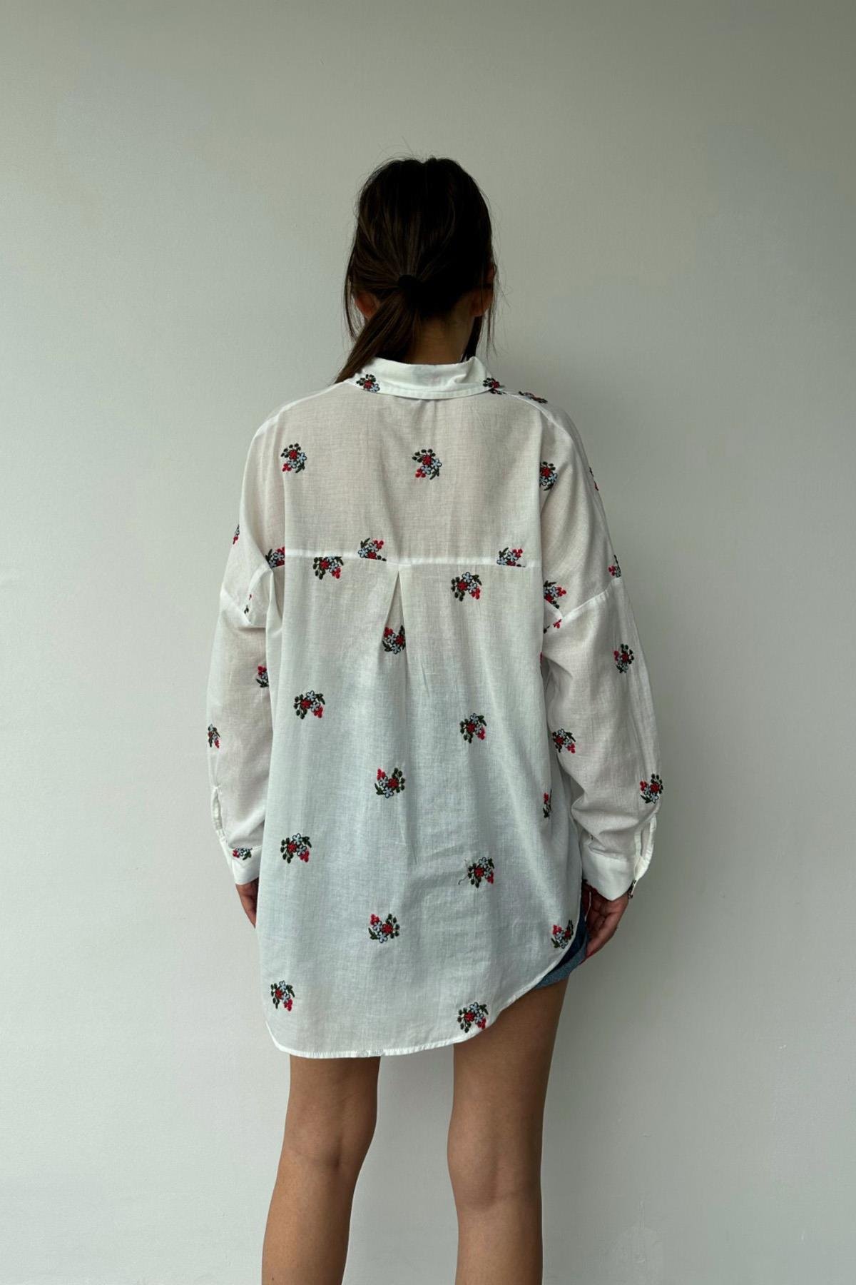 Red Flower Pattern Shirt