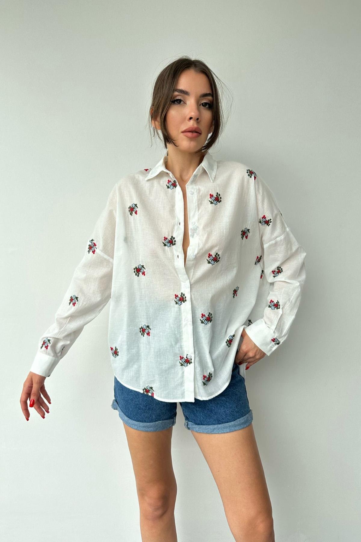 Red Flower Pattern Shirt
