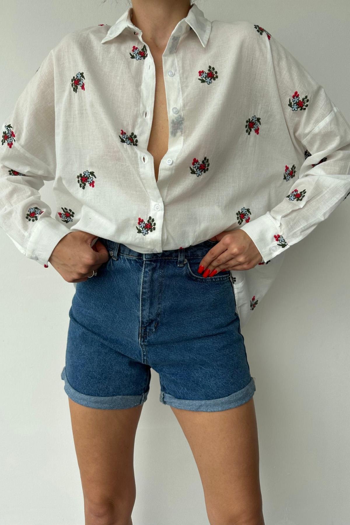 Red Flower Pattern Shirt