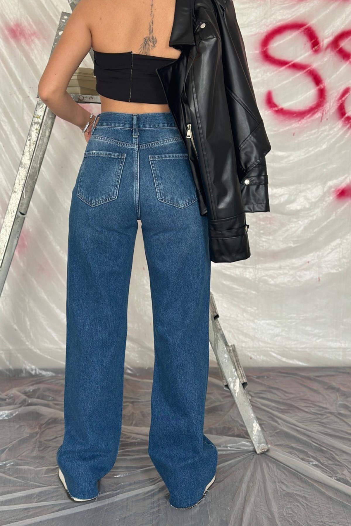Mavi Yırtık Jeans Pantolon