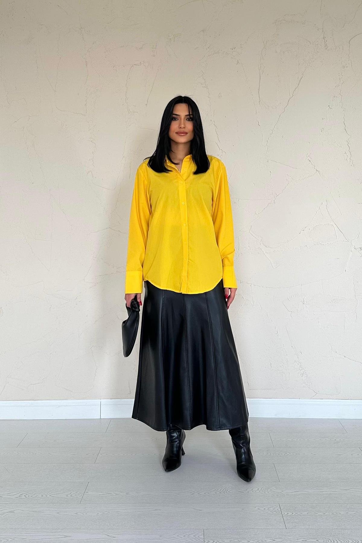 Wholesale Yellow Poplin Shirt