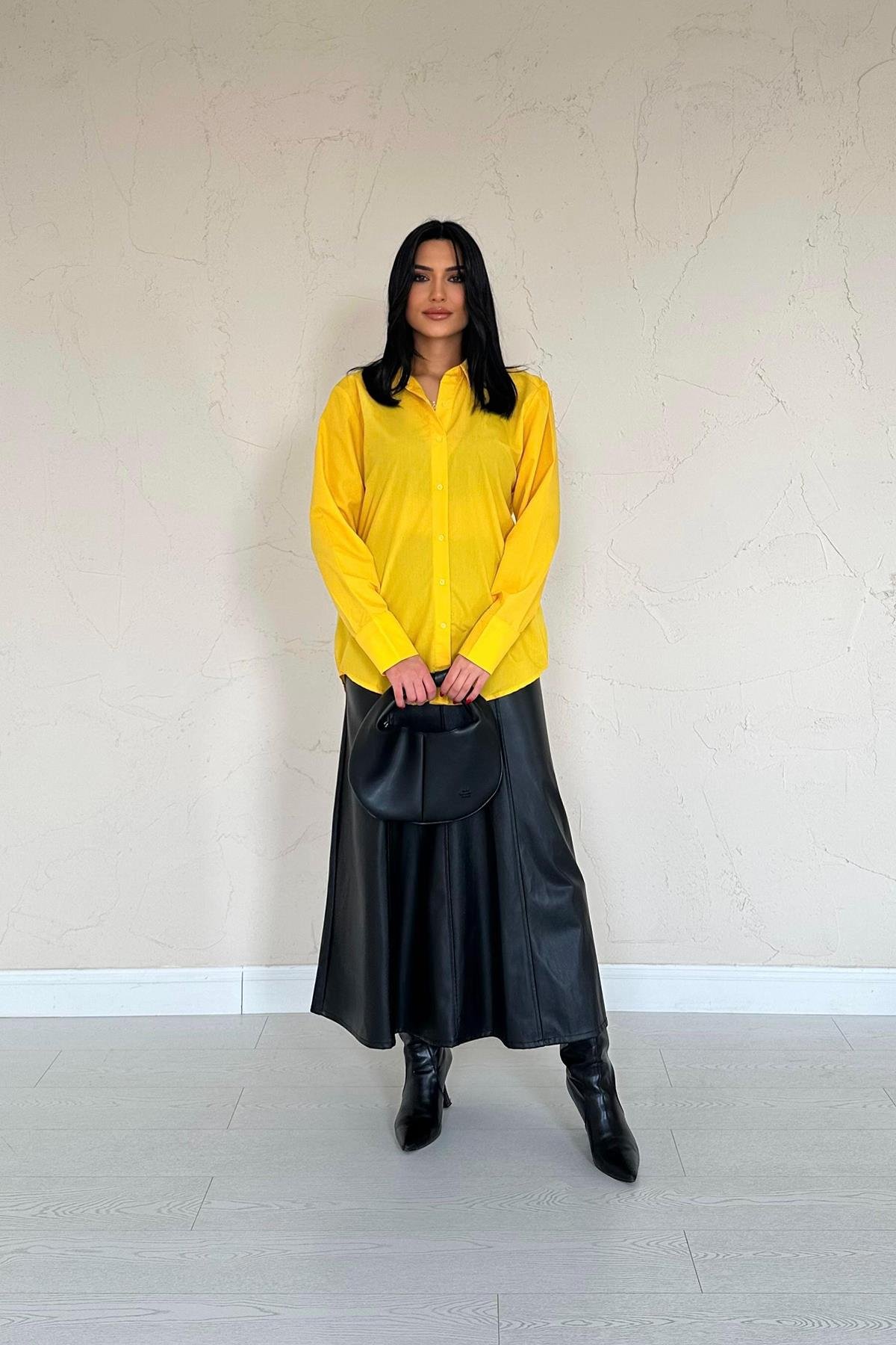 Wholesale Yellow Poplin Shirt
