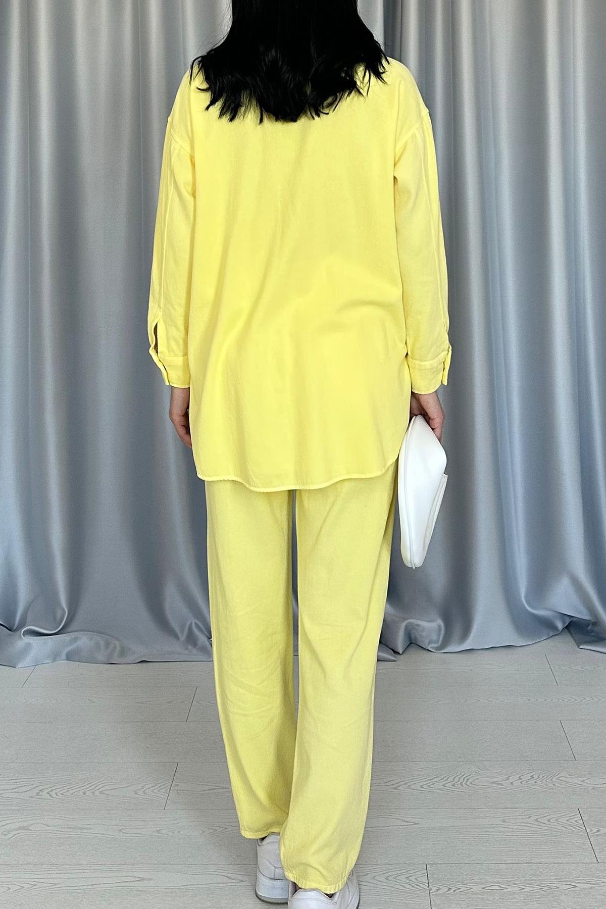 Wholesale Yellow Washed Shirt and Trouser Set