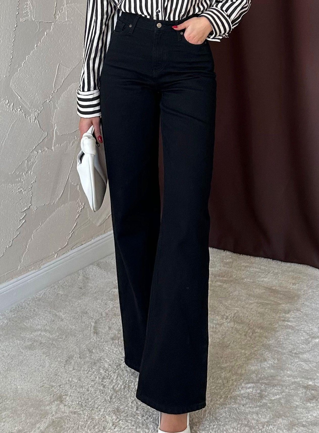 Toptan Siyah Comfy Jeans Pantolon