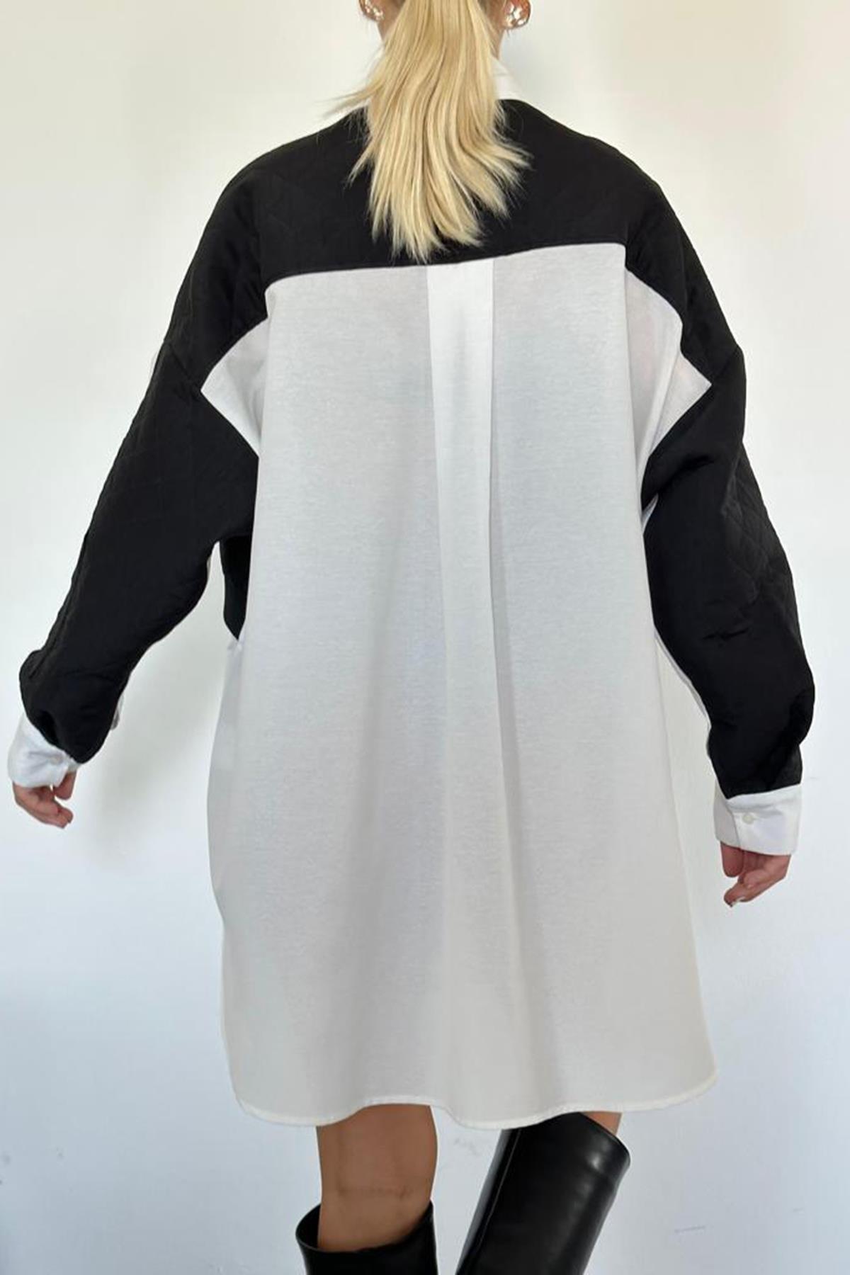 Wholesale Black Quilted Garnish Shirt
