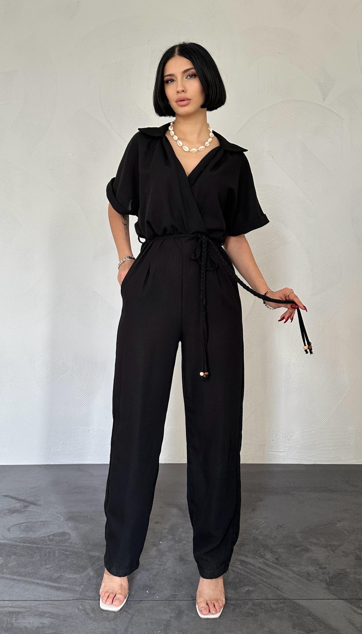 Wholesale Black Double Breasted Jumpsuit