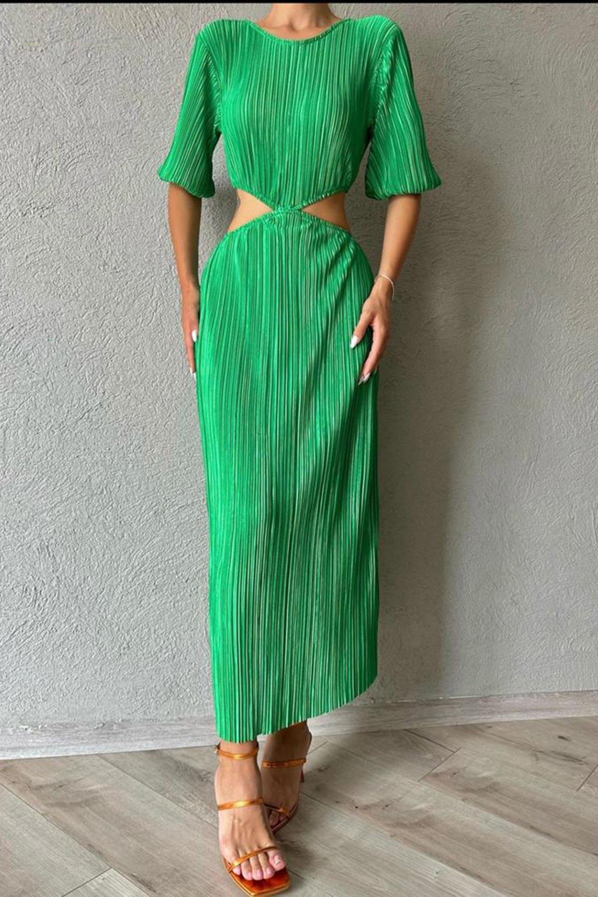 Wholesale Green Pleated Dress