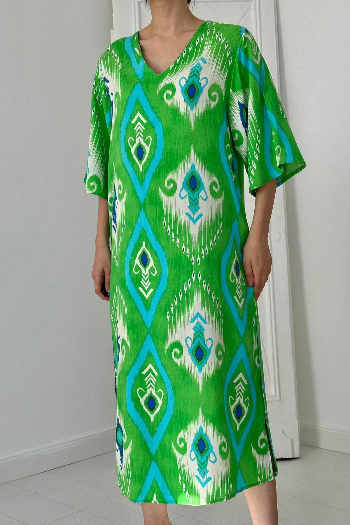 Green Slit Viscose Dress