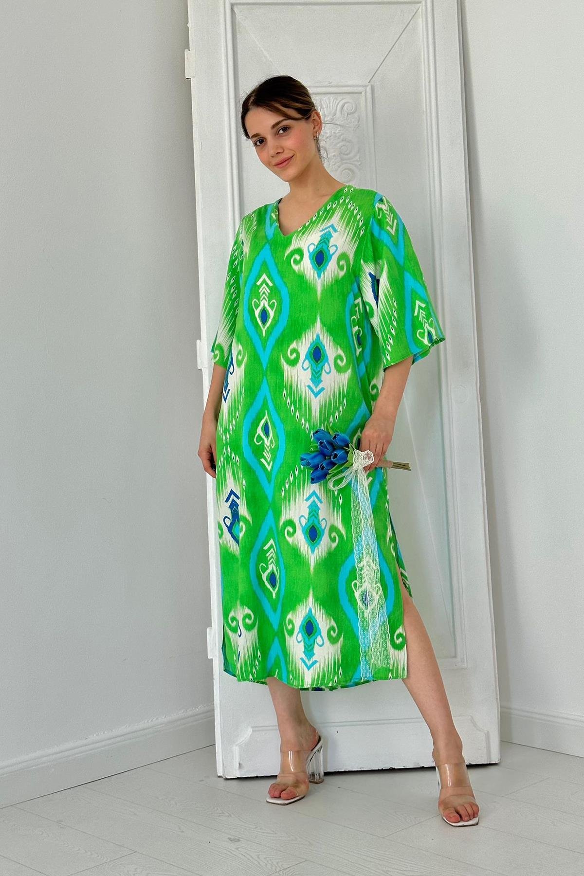Green Slit Viscose Dress