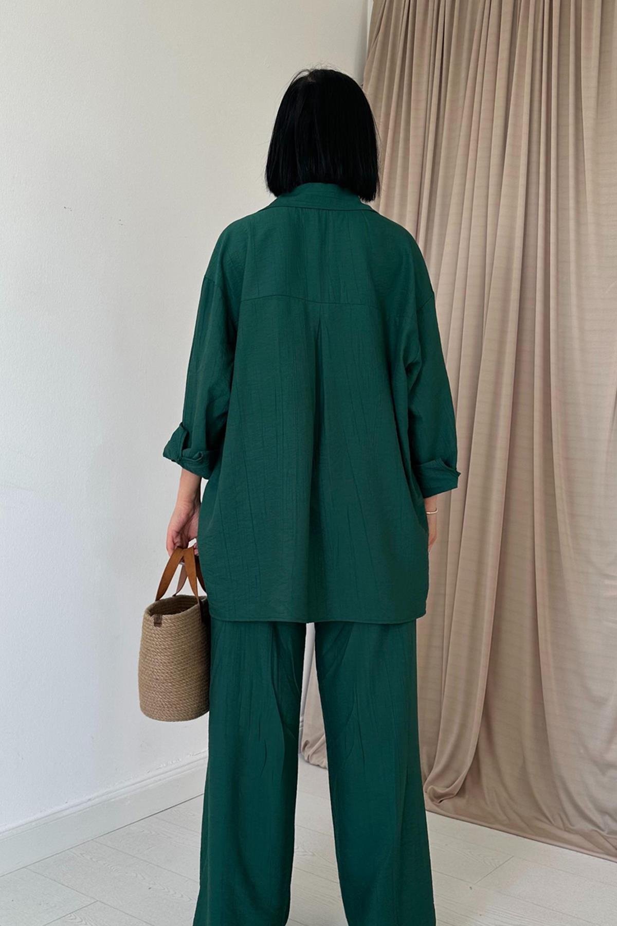 Wholesale Emerald Alice Shirt and Loose Cut Trouser Set