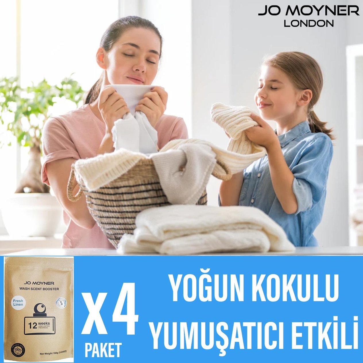 Jo Moyner Granül Çamaşır Parfümü Boncuk Çamaşır Yumuşatıcısı Konsantre Taze Keten 60 Kullanım