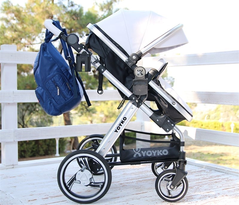 Yoyko Deluxe Travel Sistem Bebek Arabası 3 in 1 Beyaz Silver Deri