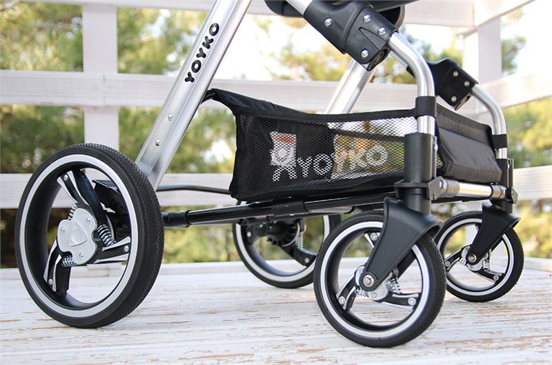 Yoyko Deluxe Travel Sistem Bebek Arabası 3 in 1 Beyaz Silver Deri