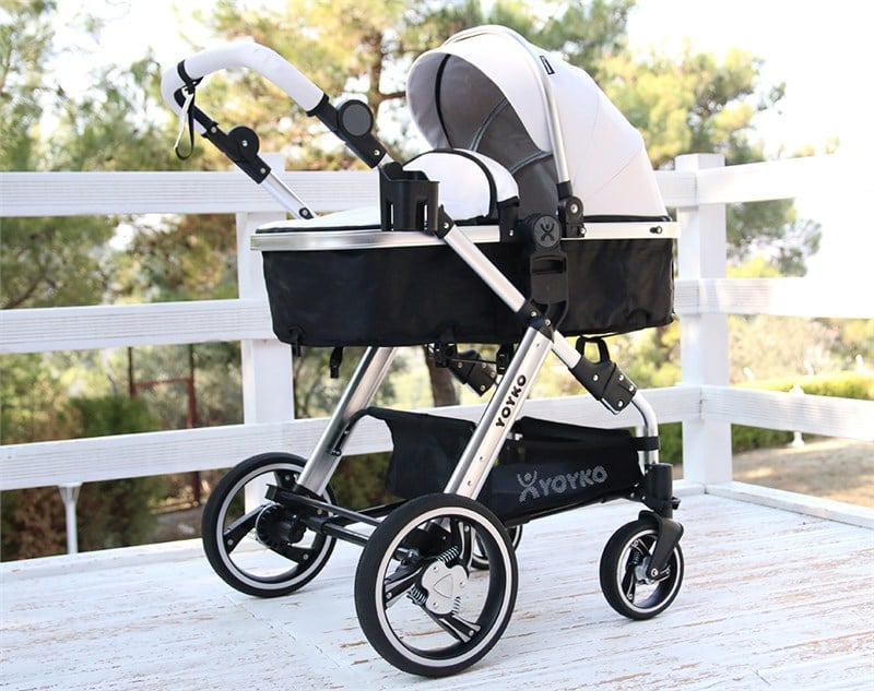 Yoyko Deluxe Travel Sistem Bebek Arabası 3 in 1 Beyaz Silver Deri