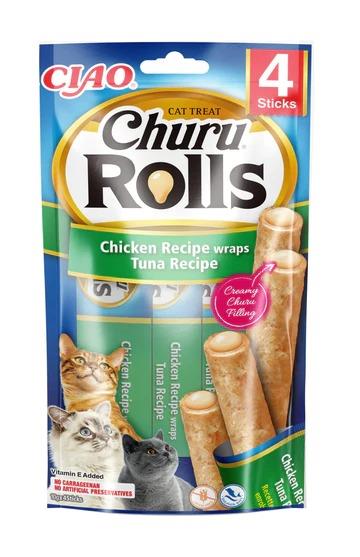 Ciao Churu Rolls Sticks Chicken Wrap & Tuna Cat Treats 4 x 10 Gr