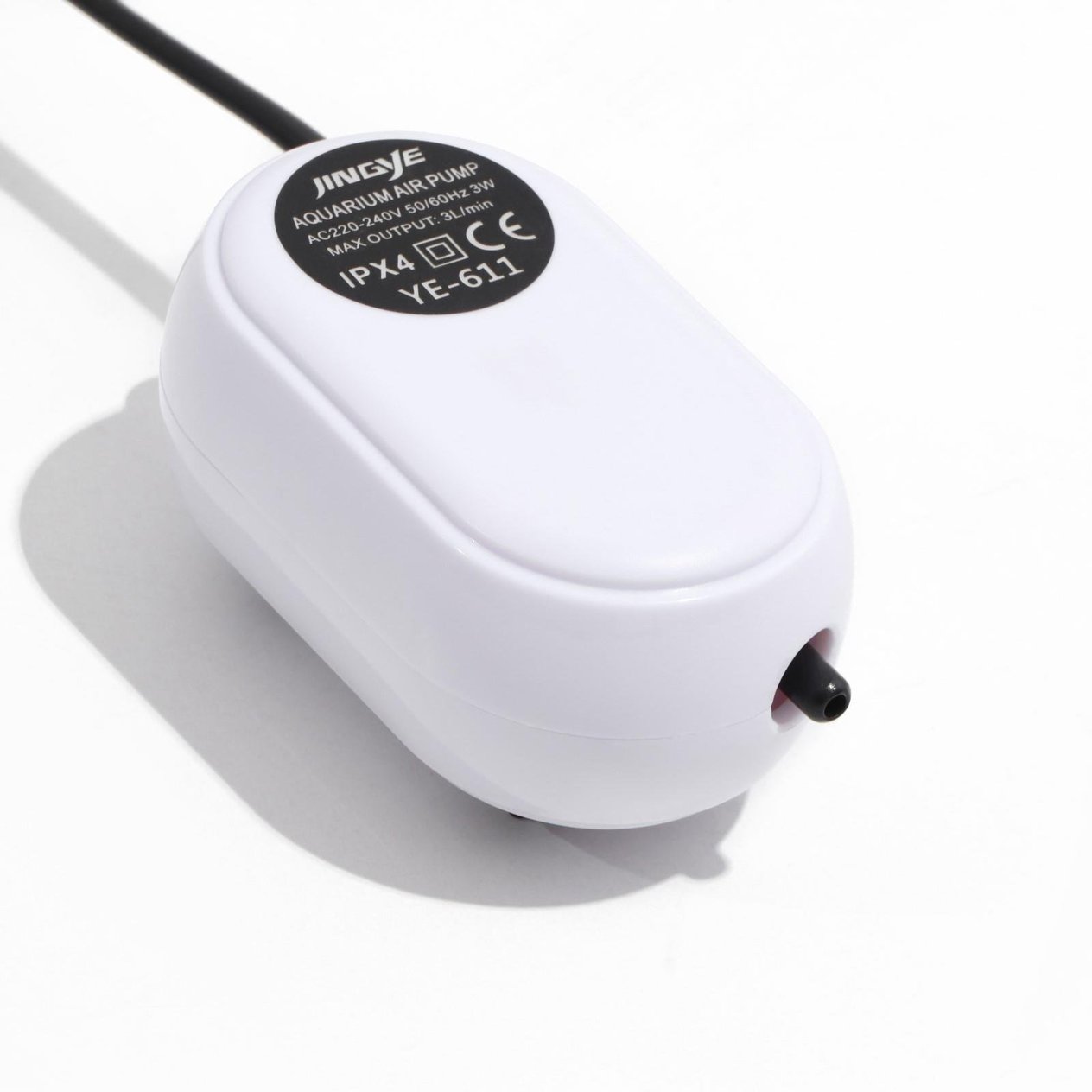 Jingye Tek Çıkışlı Sessiz Akvaryum Hava Motoru Beyaz 3W, 3L/Min
