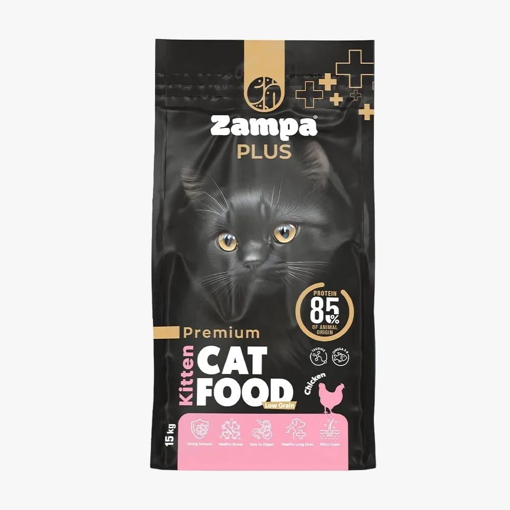 ZAMPA PLUS Yavru Kediler için Tavuk Etli Premium Kuru Mama 15KG