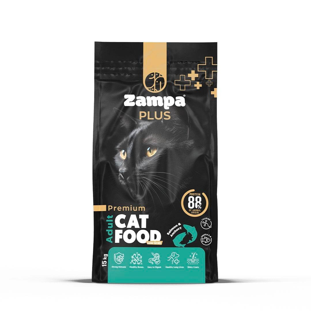 ZAMPA PLUS Yetişkin Kediler için Somon Etli & Hamsili Premium Kuru Mama 15KG