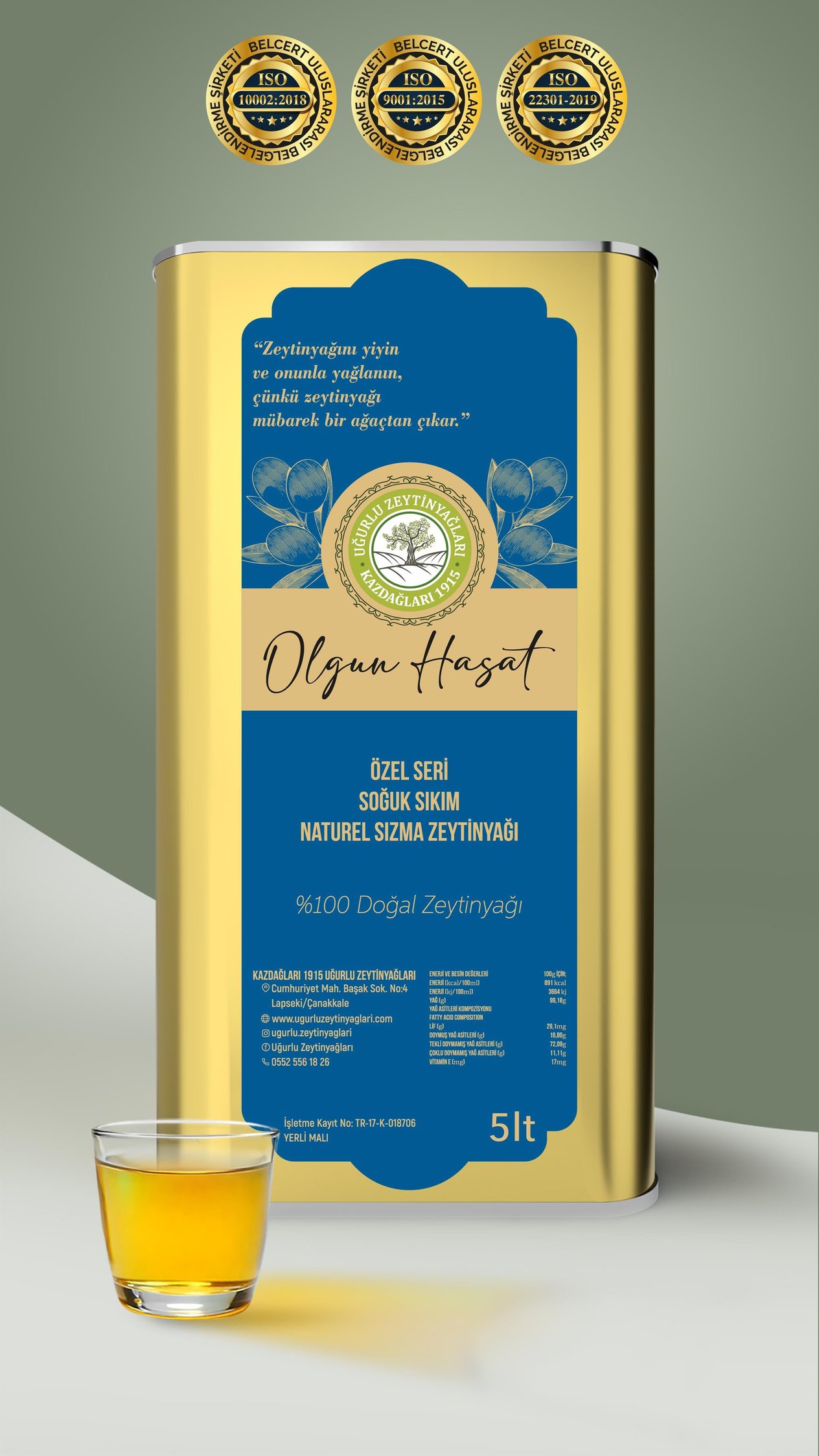 OLGUN HASAT SOĞUK SIKIM ZEYTİNYAĞI 5 LT